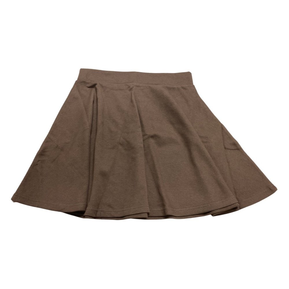 Basic Solid Stretchy Cotton High Waist A-line Flared Skater Mini Skirt